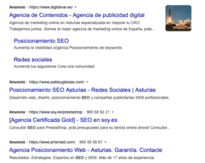 Resultados SEM para SEO